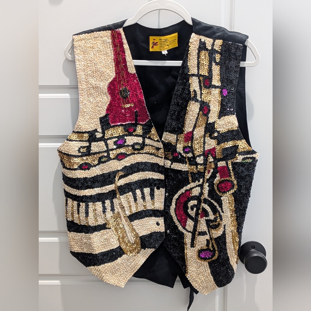 Sequin Music-Themed Vest